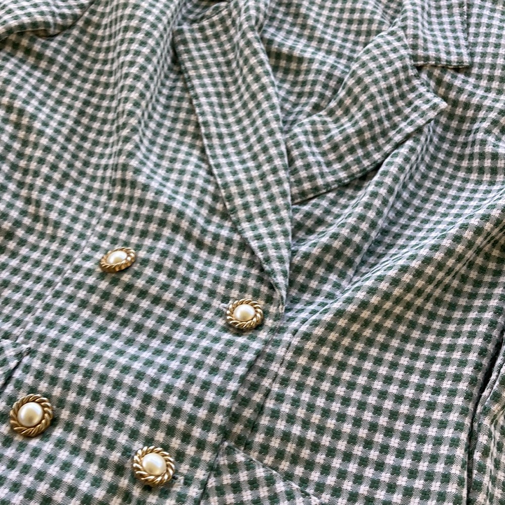 (***Bundle Me Free Add-on
. Double-Breasted, GreenWhite Check Jacket